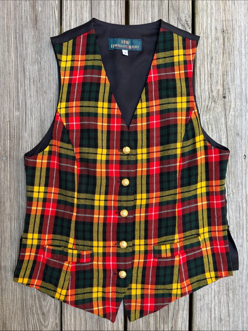 Hawksley & Wright | VTG 90s Y2K Wool Dark Academia Plaid Vest Waistcoat | Size 8